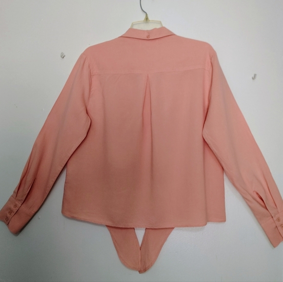 Cloth & Stone By Antropologie Tie-Front Blouse Peach Buttons Lyocell sz M. - Picture 5 of 14